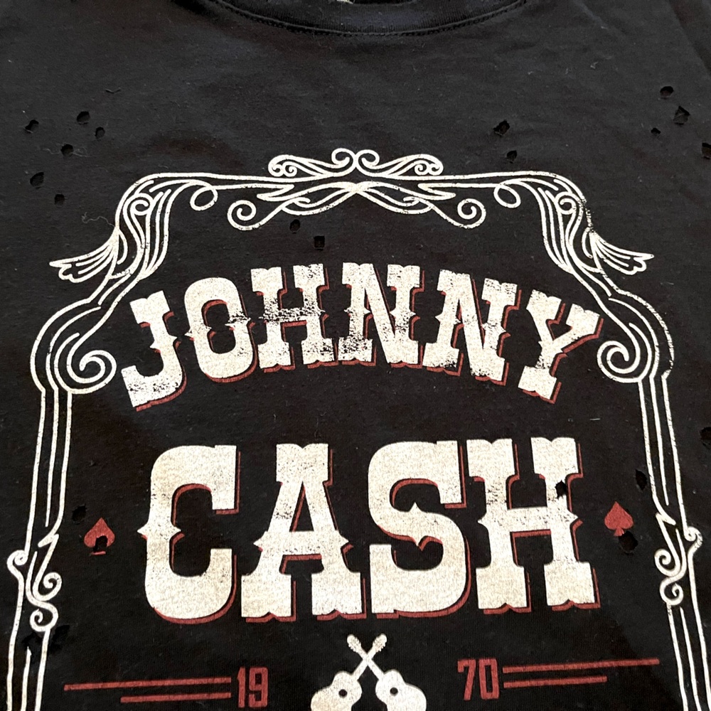 Vintage Style Black Johnny Cash Graphic T-Shirt Size L - Picture 3 of 5